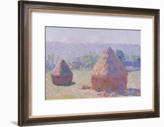 The Haystacks, or the End of the Summer, at Giverny, 1891-Claude Monet-Framed Giclee Print