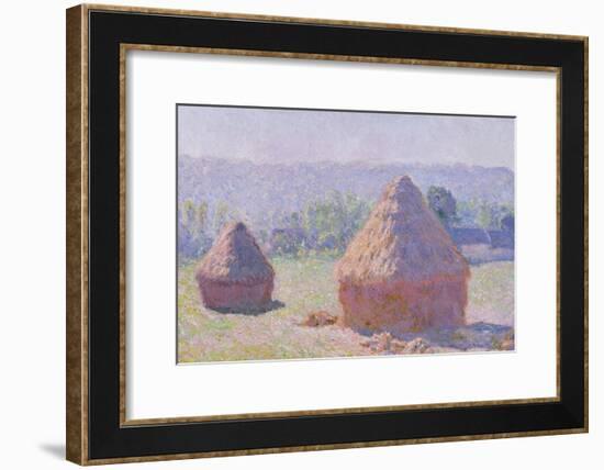 The Haystacks, or the End of the Summer, at Giverny, 1891-Claude Monet-Framed Giclee Print