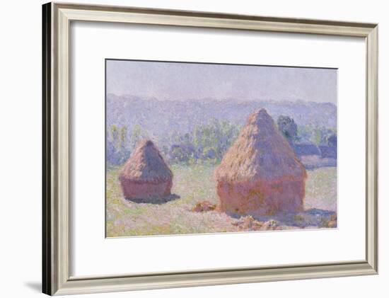 The Haystacks, or the End of the Summer, at Giverny, 1891-Claude Monet-Framed Giclee Print