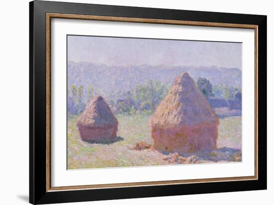 The Haystacks, or the End of the Summer, at Giverny, 1891-Claude Monet-Framed Giclee Print