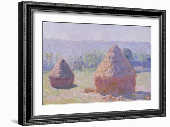 The Haystacks, or the End of the Summer, at Giverny, 1891-Claude Monet-Framed Giclee Print