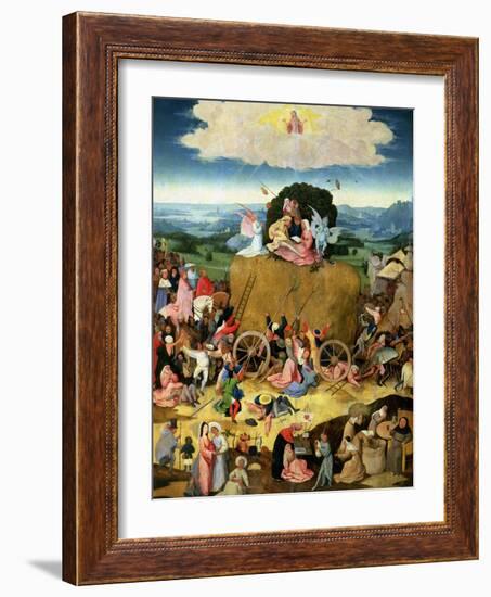 The Haywain: Central Panel of the Triptych, circa 1500-Hieronymus Bosch-Framed Giclee Print