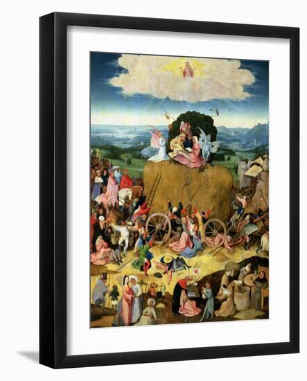 The Haywain: Central Panel of the Triptych, circa 1500-Hieronymus Bosch-Framed Giclee Print