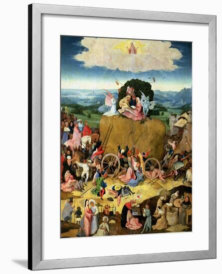 The Haywain: Central Panel of the Triptych, circa 1500-Hieronymus Bosch-Framed Giclee Print