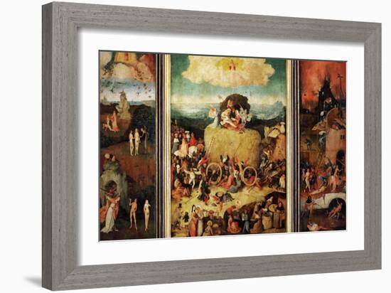 The Haywain, Triptych, circa 1485-90-Hieronymus Bosch-Framed Giclee Print