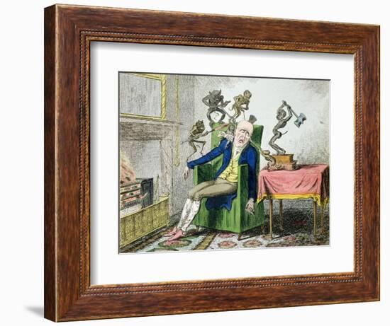 The Head Ache, Satirical Cartoon-George Cruikshank-Framed Giclee Print