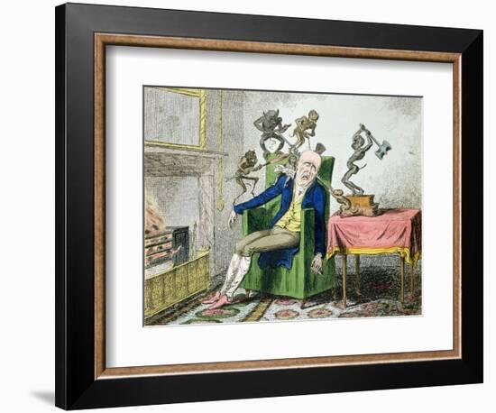 The Head Ache, Satirical Cartoon-George Cruikshank-Framed Giclee Print