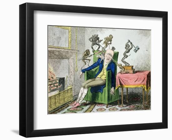 The Head Ache, Satirical Cartoon-George Cruikshank-Framed Giclee Print