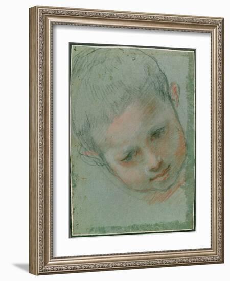 The Head of a Boy, C.1586-89 Black, Red, White and Flesh Toned Chalk)-Federico Fiori Barocci or Baroccio-Framed Giclee Print