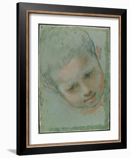 The Head of a Boy, C.1586-89 Black, Red, White and Flesh Toned Chalk)-Federico Fiori Barocci or Baroccio-Framed Giclee Print