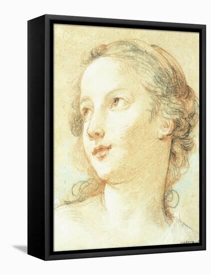 The Head of a Girl Looking to the Left-Charles Joseph Natoire-Framed Premier Image Canvas