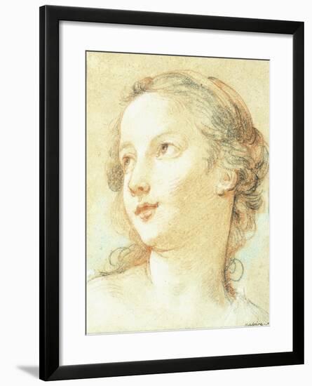 The Head of a Girl Looking to the Left-Charles Joseph Natoire-Framed Giclee Print