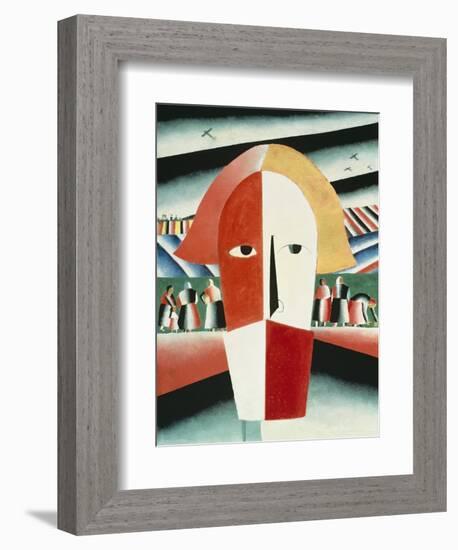 The Head of a Peasant, 1928-30-Kasimir Malevich-Framed Giclee Print