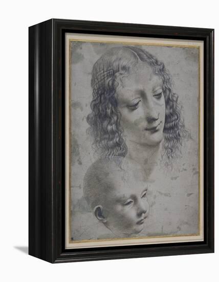 The Head of a Woman and the Head of a Baby-Leonardo da Vinci-Framed Premier Image Canvas