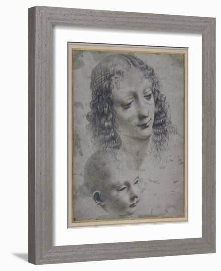 The Head of a Woman and the Head of a Baby-Leonardo da Vinci-Framed Giclee Print