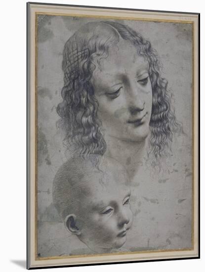 The Head of a Woman and the Head of a Baby-Leonardo da Vinci-Mounted Giclee Print