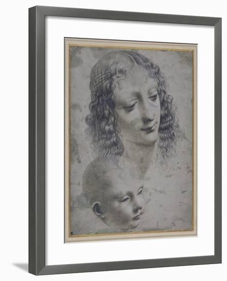 The Head of a Woman and the Head of a Baby-Leonardo da Vinci-Framed Giclee Print