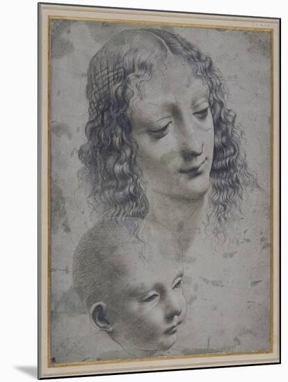 The Head of a Woman and the Head of a Baby-Leonardo da Vinci-Mounted Giclee Print