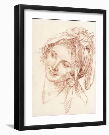 The Head of a Young Girl Inclined to the Left-Jean-Baptiste Greuze-Framed Giclee Print