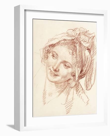 The Head of a Young Girl Inclined to the Left-Jean-Baptiste Greuze-Framed Giclee Print