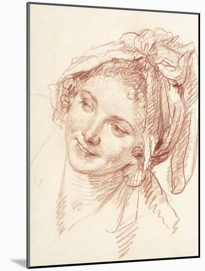 The Head of a Young Girl Inclined to the Left-Jean-Baptiste Greuze-Mounted Giclee Print