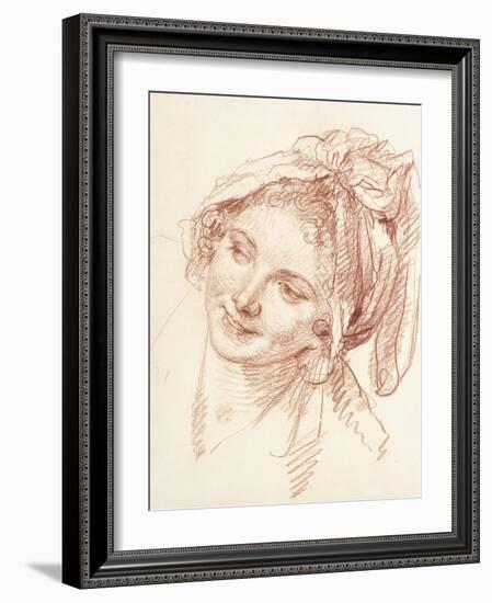 The Head of a Young Girl Inclined to the Left-Jean-Baptiste Greuze-Framed Giclee Print