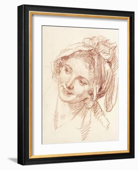 The Head of a Young Girl Inclined to the Left-Jean-Baptiste Greuze-Framed Giclee Print