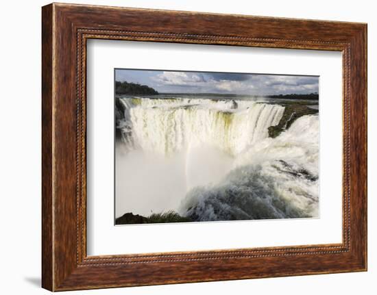 The headwater of Iguazu Falls with a rainbow from the Argentinian-James White-Framed Photographic Print