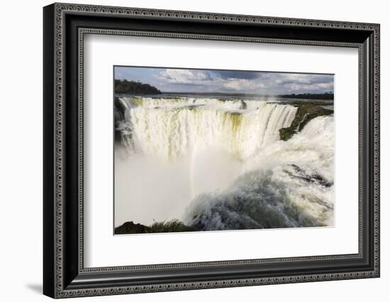 The headwater of Iguazu Falls with a rainbow from the Argentinian-James White-Framed Photographic Print