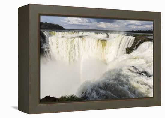 The headwater of Iguazu Falls with a rainbow from the Argentinian-James White-Framed Premier Image Canvas