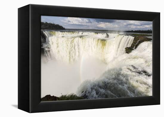 The headwater of Iguazu Falls with a rainbow from the Argentinian-James White-Framed Premier Image Canvas