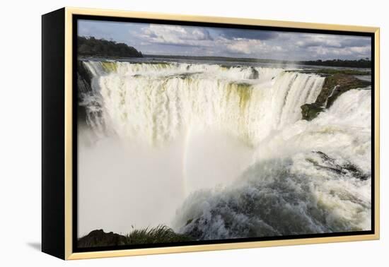 The headwater of Iguazu Falls with a rainbow from the Argentinian-James White-Framed Premier Image Canvas