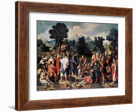 The Healing of Blind Man of Jericho, (Central Pane), 1531-Lucas van Leyden-Framed Giclee Print