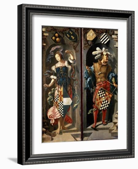 The Healing of Blind Man of Jericho, (Side Pane), 1531-Lucas van Leyden-Framed Giclee Print