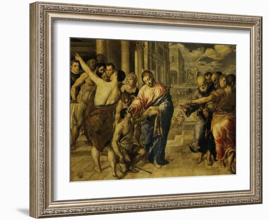 The Healing of the Blind Man-El Greco-Framed Giclee Print