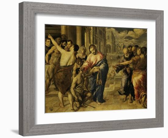 The Healing of the Blind Man-El Greco-Framed Giclee Print