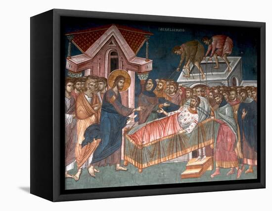 The Healing the Paralytic at Capernaum, Ca 1350-null-Framed Premier Image Canvas