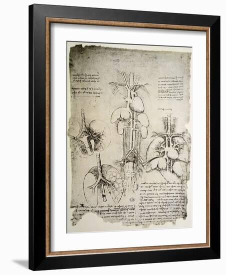 The Heart and the Circulation, Facsimile of the Windsor Book-Leonardo da Vinci-Framed Giclee Print