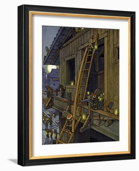 The Heinzelmännchen at the Carpenter's-August Kopisch-Framed Giclee Print