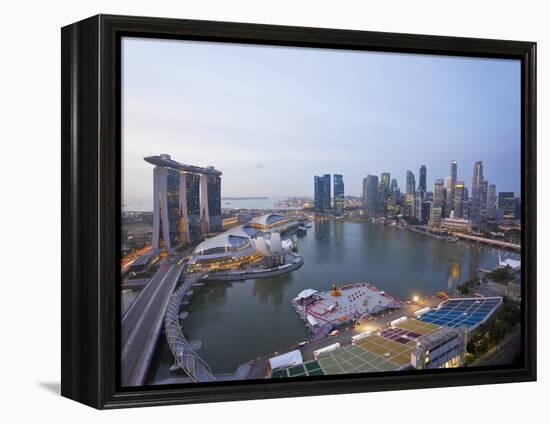 The Helix Bridge and Marina Bay Sands, Elevated View over Singapore, Marina Bay, Singapore-Gavin Hellier-Framed Premier Image Canvas