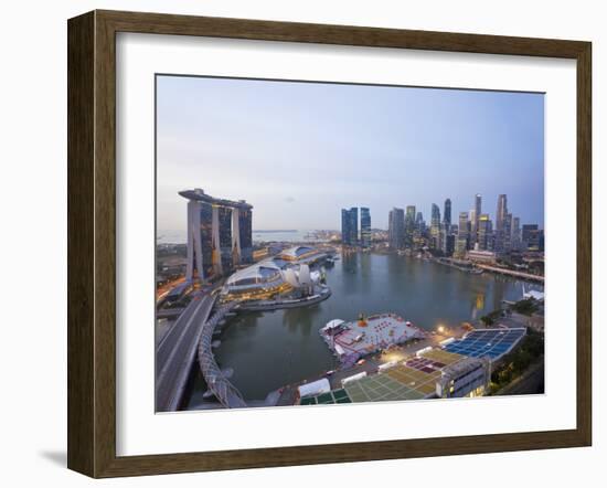 The Helix Bridge and Marina Bay Sands, Elevated View over Singapore, Marina Bay, Singapore-Gavin Hellier-Framed Photographic Print