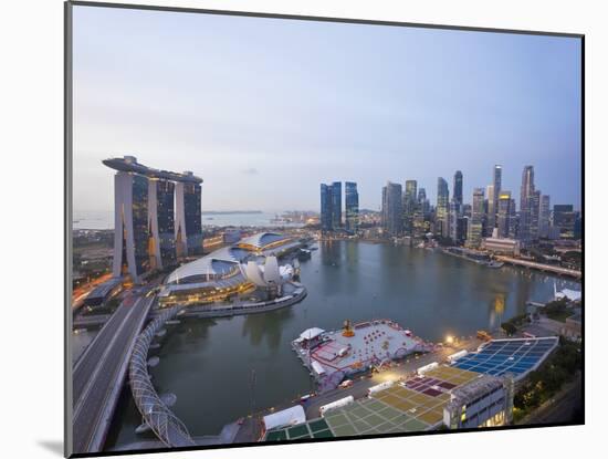 The Helix Bridge and Marina Bay Sands, Elevated View over Singapore, Marina Bay, Singapore-Gavin Hellier-Mounted Photographic Print