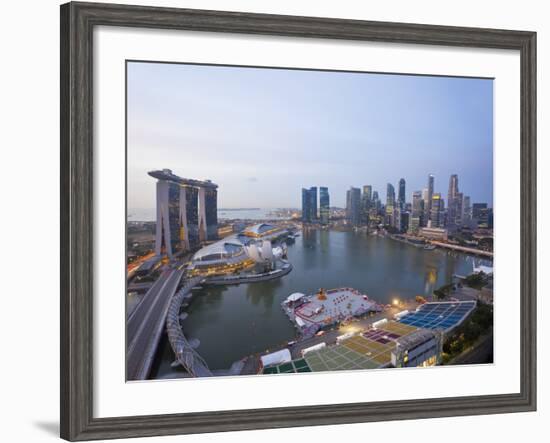 The Helix Bridge and Marina Bay Sands, Elevated View over Singapore, Marina Bay, Singapore-Gavin Hellier-Framed Photographic Print