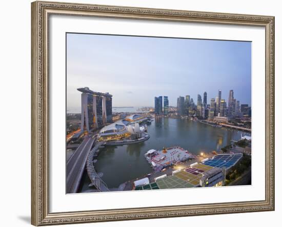 The Helix Bridge and Marina Bay Sands, Elevated View over Singapore, Marina Bay, Singapore-Gavin Hellier-Framed Photographic Print