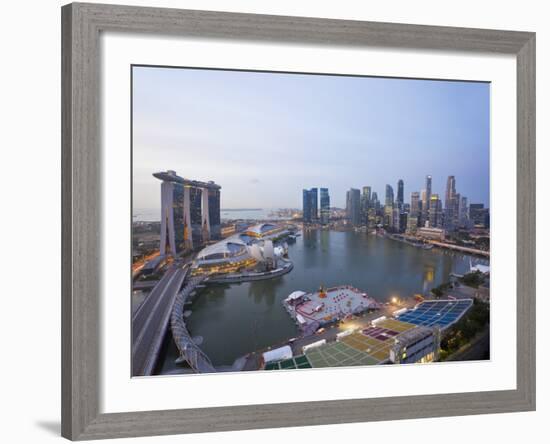 The Helix Bridge and Marina Bay Sands, Elevated View over Singapore, Marina Bay, Singapore-Gavin Hellier-Framed Photographic Print