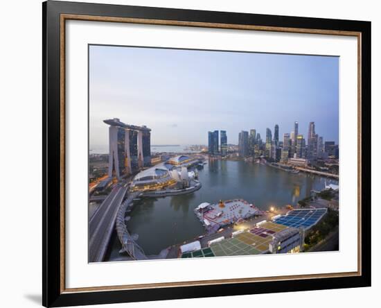 The Helix Bridge and Marina Bay Sands, Elevated View over Singapore, Marina Bay, Singapore-Gavin Hellier-Framed Photographic Print