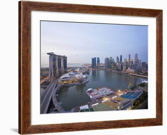 The Helix Bridge and Marina Bay Sands, Elevated View over Singapore, Marina Bay, Singapore-Gavin Hellier-Framed Photographic Print