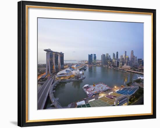 The Helix Bridge and Marina Bay Sands, Elevated View over Singapore, Marina Bay, Singapore-Gavin Hellier-Framed Photographic Print