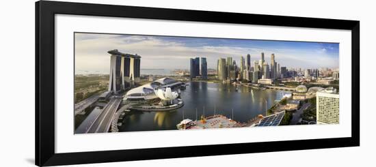 The Helix Bridge and Marina Bay Sands, Elevated View Over  Singapore. Marina Bay, Singapore-Gavin Hellier-Framed Photographic Print