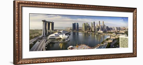 The Helix Bridge and Marina Bay Sands, Elevated View Over  Singapore. Marina Bay, Singapore-Gavin Hellier-Framed Photographic Print